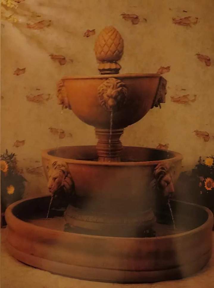 Large Primrose Lion 2-Tier Fountain With Pool 22.5” x 22” x 30