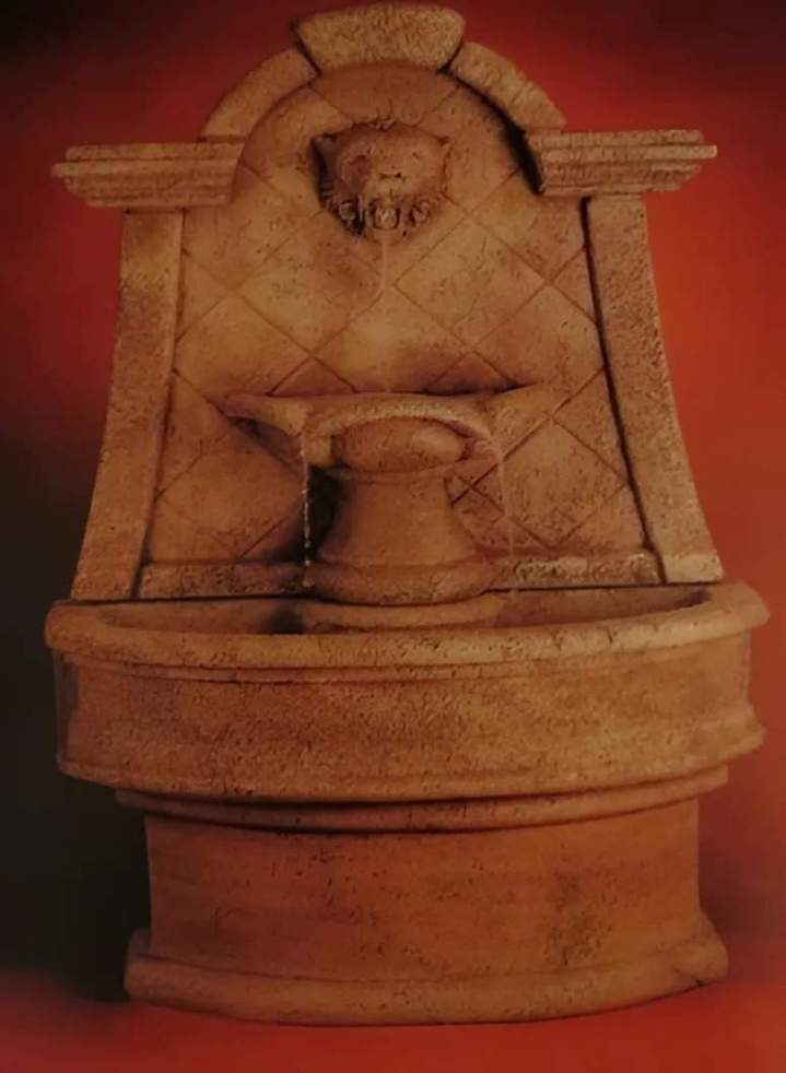 Spanish Lion Wall Fountain with Pedestal 62” x 38” x 19” deep